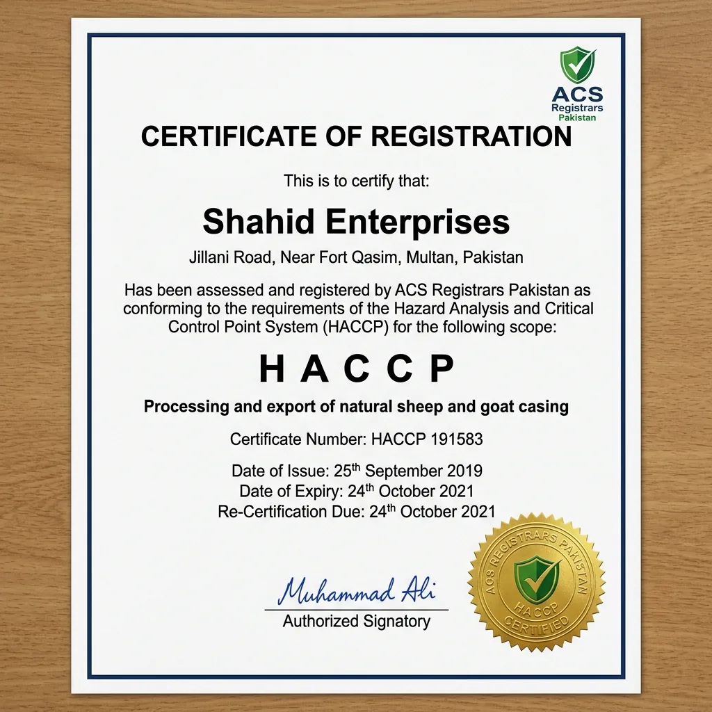 HACCP Certified Document